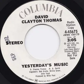 David Clayton-Thomas - Yesterday's Music