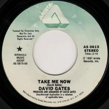 David Gates - Take Me Now