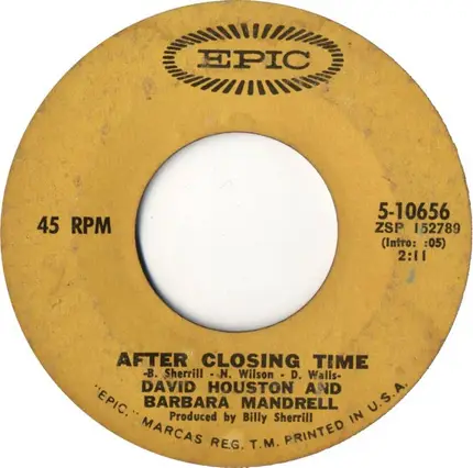 David Houston And Barbara Mandrell - After Closing Time / My Song Of Love