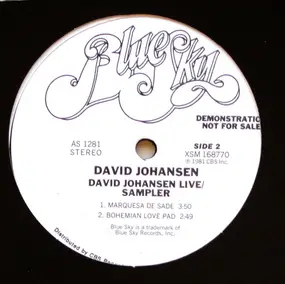 David Johansen - David Johansen Live / Sampler