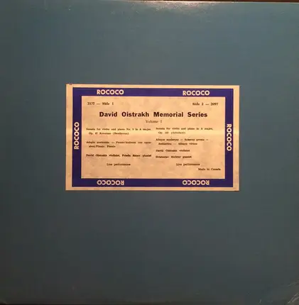 Beethoven / Schubert - David Oistrakh Memorial Series Volume I (Richter, Bauer, Oistrakh)