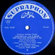 LP - Mozart / L.V Beethoven / Oistrach - Concerto No. 3 In G Major K. 216, Sonata No.1 In D Major, Op.12, Romance No. 2 In F Major Op. 50 - Mono