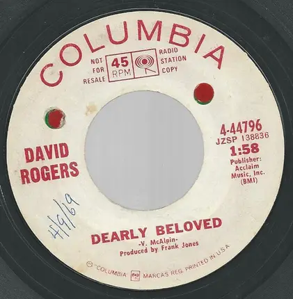 David Rogers - The Little White Cloud That Cried / Dearly Beloved