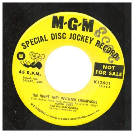 David Rose and his Orchestra - The Night They Invented Champagne / Waltz At Maxim's