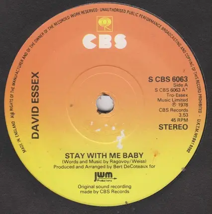 David Essex - Stay With Me Baby