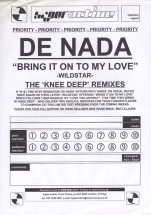 De Nada - Bring It On To My Love (Knee Deep Remixes)