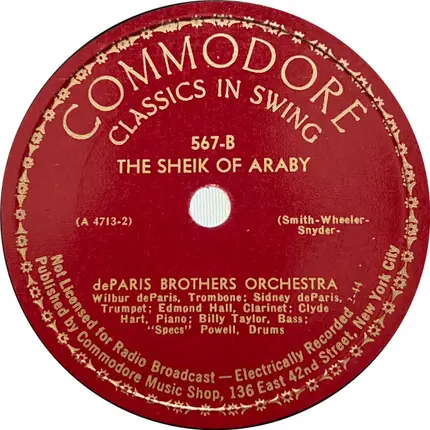 De Paris Brothers Orchestra - Change O' Key Boogie / The Sheik Of Araby