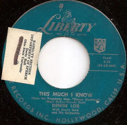 Denise Lor With Marty Gold - If You See My Love / This Much I Know