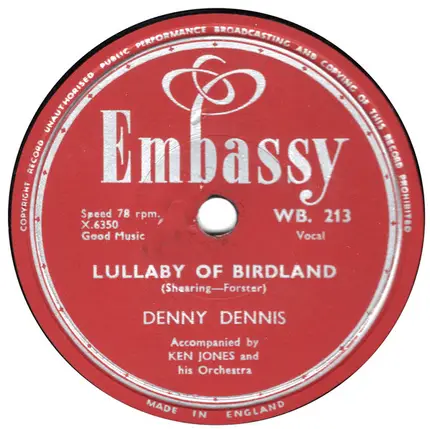 Denny Dennis - Cindy, Oh Cindy / Lullaby Of Birdland