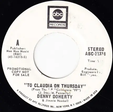 Denny Doherty & Jimmie Haskell - To Claudia On Thursday