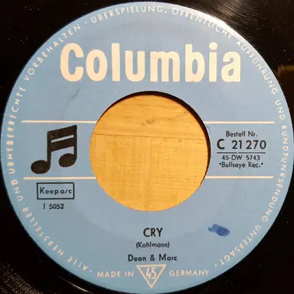 Dean & Marc - Cry / The Beginning Of Love