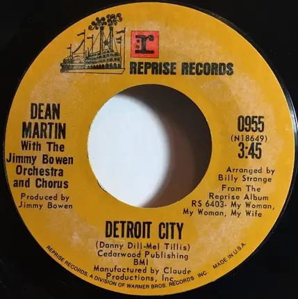 Dean Martin with Jimmy Bowen Orchestra & Chorus - Detroit City