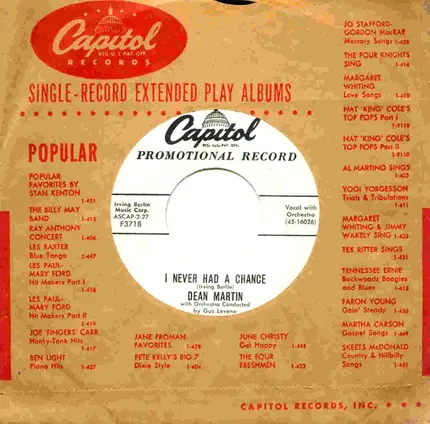 Dean Martin - I Can't Give You Anything But Love / I Never Had A Chance