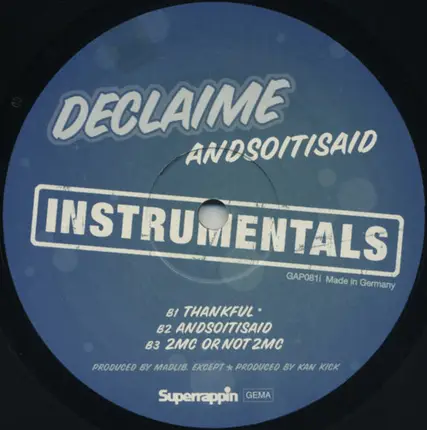 Declaime - Andsoitisaid (Instrumentals)