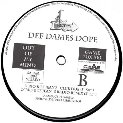 Def Dames Dope - Out Of My Mind