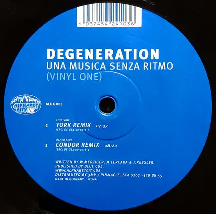 Degeneration - Una Musica Senza Ritmo (Vinyl One)