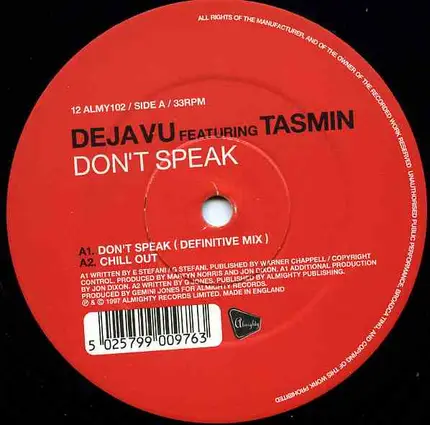 Deja Vu Featuring Tasmin - Don't Speak