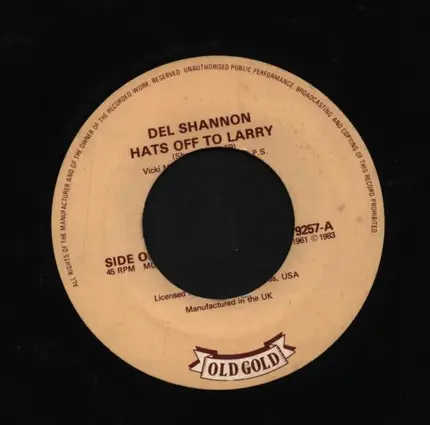 Del Shannon - Hats Off To Larry / Hey Little Girl