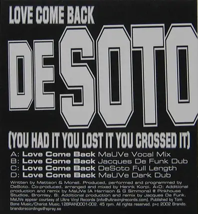 DeSoto - Love Come Back