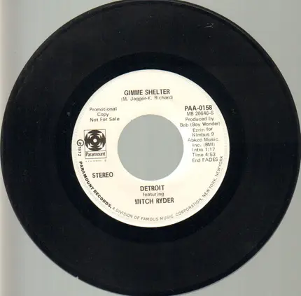 Detroit Featuring Mitch Ryder - Oo La La La Dee Da Doo / Gimme Shelter