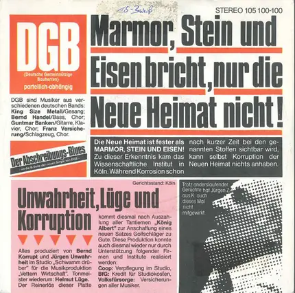 Deutsche Gemeinnützige Bauherren - Marmor, Stein Und Eisen Bricht, Nur Die Neue Heimat Nicht