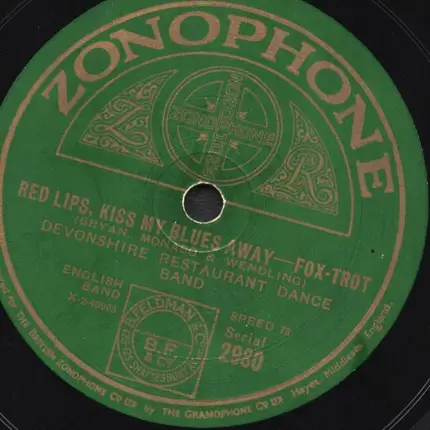 Devonshire Restaurant Dance Band - Red Lips, Kiss My Blues Away / With A Uke, In A Nook, And You