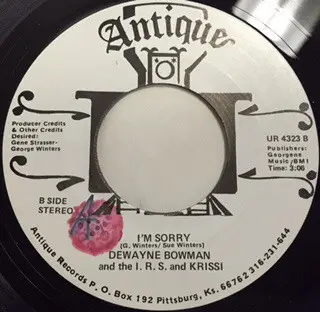 Dewayne (D.W.) Bowman Featuring The I.R.S. & Krissi - Victims Of The Pretty Things In Life / I'm Sorry