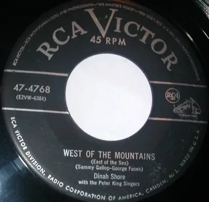Dinah Shore With The Peter King Singers - From The Time You Say Goodbye / West Of The Mountains