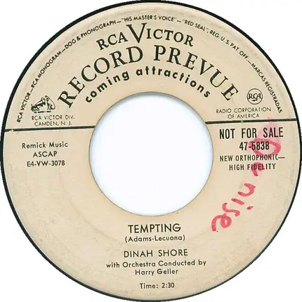 Dinah Shore - If I Give My Heart To You / Tempting