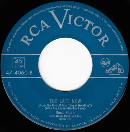 Dinah Shore - Lonesome Gal / Too Late Now