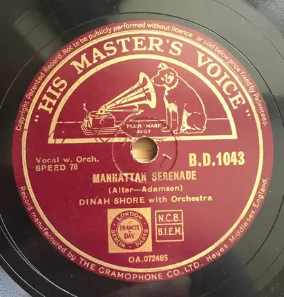 Dinah Shore - Memphis Blues / Manhattan Serenade