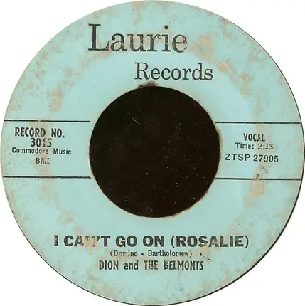 Dion & The Belmonts - No One Knows / I Can't Go On (Rosalie)