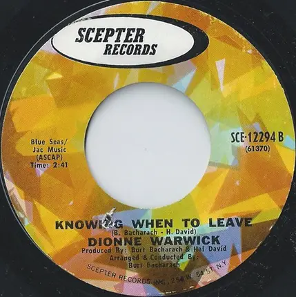 Dionne Warwick - Make It Easy On Yourself / Knowing When To Leave