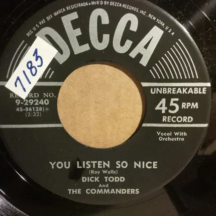 Dick Todd And The Commanders - You Listen So Nice