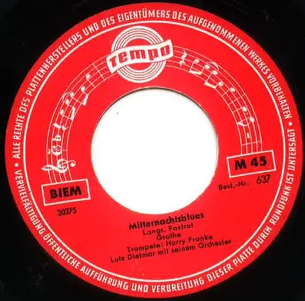 Die Belcantos / Harry Franke - Heimat, Deine Sterne / Mitternachtsblues