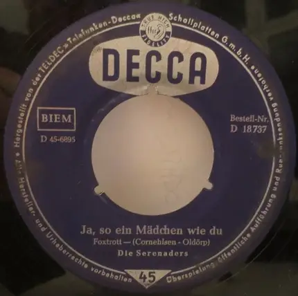 Die Benicarlos - Hugo Strasser Und Sein Tanzorchester / Die Serenaders - Irgendwo Im Fernen Java / Ja, So Ein Mädchen Wie Du