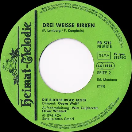 Die Bückeburger Jäger - Hohe Tannen / Drei Weisse Birken