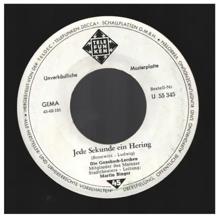 Die Gonsbach-Lerchen - Jede Sekunde Ein Hering / Im Wald Sind Die Räuber