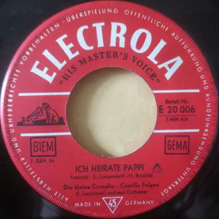 Die Kleine Cornelia - Mutti's Hände / Ich Heirate Pappi