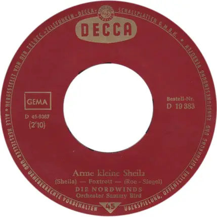 Die Nordwinds - Arme Kleine Sheila / Die Gitarre Und Ein Pferd Und Die Prärie
