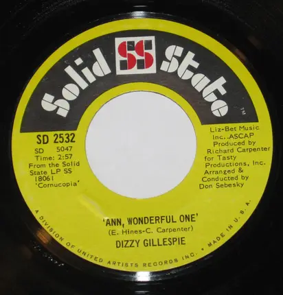 Dizzy Gillespie - The Windmills Of Your Mind / Ann, Wonderful One