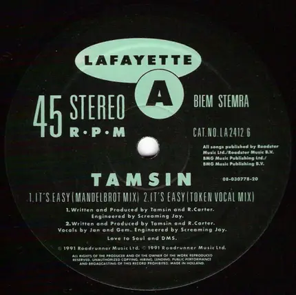 DJ Tamsin - It's Easy / Feelin' Free