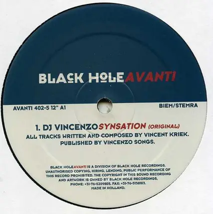DJ Vincenzo - Synsation / Eternity