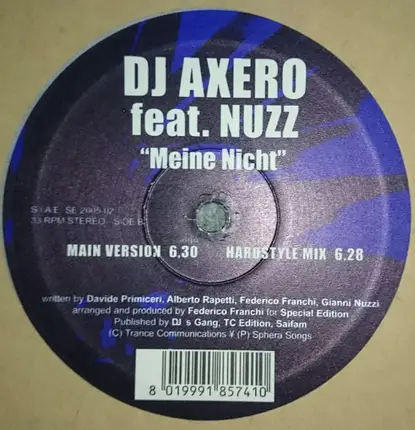 Dj Axero Feat. Nuzz - Meine Nicht