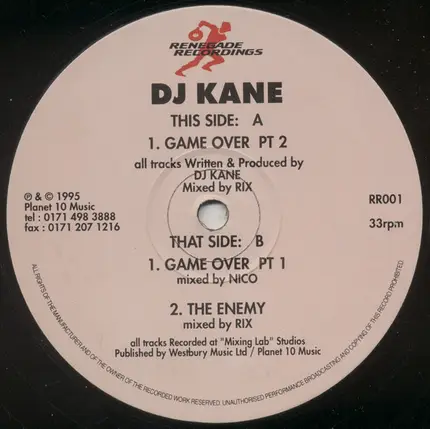DJ Kane - Game Over / The Enemy