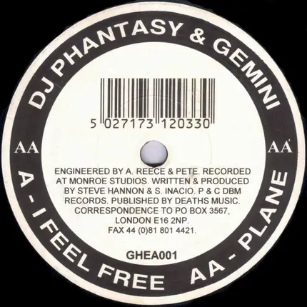 DJ Phantasy & DJ Gemini - I Feel Free / Plane