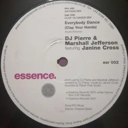 DJ Pierre & Marshall Jefferson Featuring Janine Cross - Everybody Dance (Clap Your Hands)