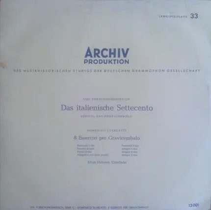 Scarlatti / Eliza Hansen - 8 Essercizi Per Gravicembalo