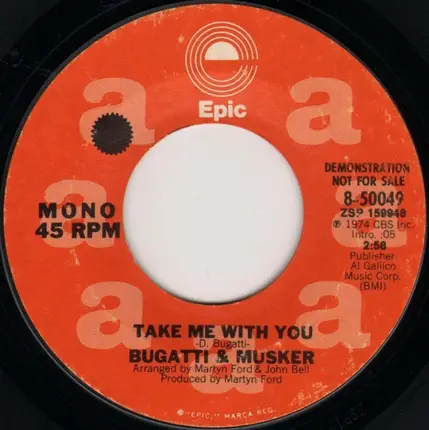 Dominic Bugatti & Frank Musker - Take Me With You