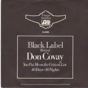 Don Covay & the Goodtimers - You Put Me On The Critical List / 40 Days & 40 Nights
